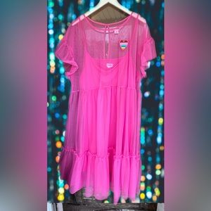 Pride collection, bright pink, sheer detachable overlay